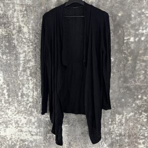 Tahari Size S Open Front Cardigan Sweater Black Long Sleeve Minimalist